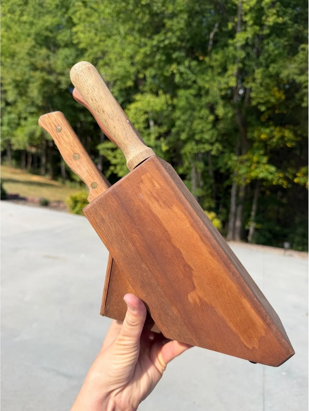 Vintage Wooden Knife Block Set with 4Kitchen Knives
